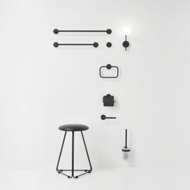 DECOR WALTHER pakabinamas WC popieriaus laikiklis su dangteliu BASIC Self-adhesive, juodas matinis DECOR WALTHER pakabinamas WC popieriaus laikiklis su dangteliu BASIC Self-adhesive, juodas matinis