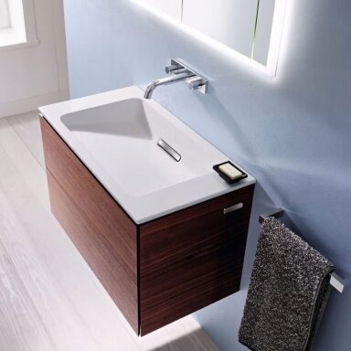 GEBERIT One baldinis praustuvas 90 x 48 cm, su horizontaliu nuotaku
