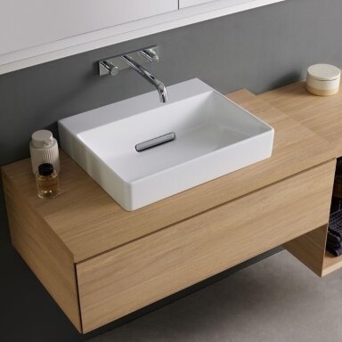 GEBERIT One keraminis praustuvas 50 x 41 cm, su horizontaliu nuotaku GEBERIT One keraminis praustuvas 50 x 41 cm, su horizontaliu nuotaku