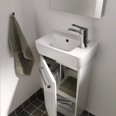 GEBERIT Selnova Compact asimetrinis keraminis praustuvas 40 x 25 cm GEBERIT Selnova Compact asimetrinis keraminis praustuvas 40 x 25 cm