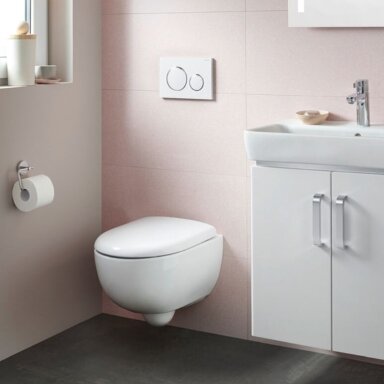 GEBERIT Selnova Premiuim pakabinamas kompaktiškas WC puodas su Soft-Close dangčiu