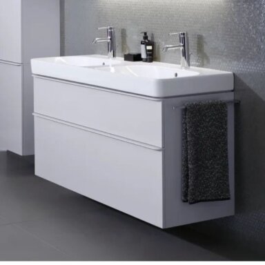 GEBERIT Smyle Square dvigubas pakabinamas keraminis praustuvas 120 x 48 cm GEBERIT Smyle Square dvigubas pakabinamas keraminis praustuvas 120 x 48 cm