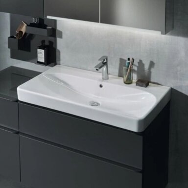 GEBERIT Smyle Square pakabinamas keraminis praustuvas 75 x 48 cm GEBERIT Smyle Square pakabinamas keraminis praustuvas 75 x 48 cm
