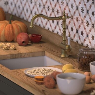 TRES Kitchen virtuvinis maišytuvas, poliruotas auksas