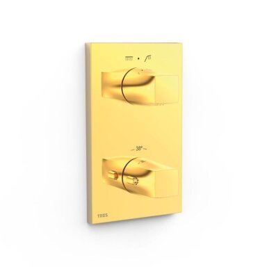 TRES Therm-Box potinkinės dušo sistemos komplektas, termostatinis, poliruotas auksas TRES Therm-Box potinkinės dušo sistemos komplektas, termostatinis, poliruotas auksas