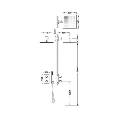 TRES Therm-Box potinkinės dušo sistemos komplektas, termostatinis, juodas matinis 2 TRES Therm-Box potinkinės dušo sistemos komplektas, termostatinis, juodas matinis 2