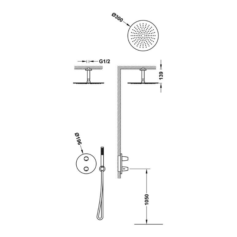 TRES Therm-Box potinkinės dušo sistemos komplektas, termostatinis, juodas matinis 2 TRES Therm-Box potinkinės dušo sistemos komplektas, termostatinis, juodas matinis 2