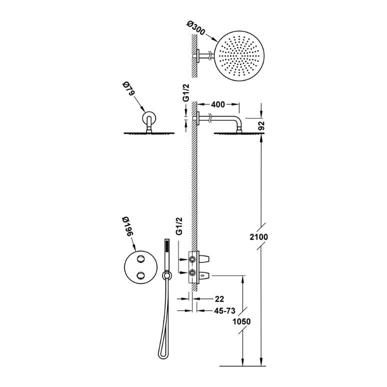 TRES Therm-Box potinkinės dušo sistemos komplektas, termostatinis, juodas matinis 2 TRES Therm-Box potinkinės dušo sistemos komplektas, termostatinis, juodas matinis 2
